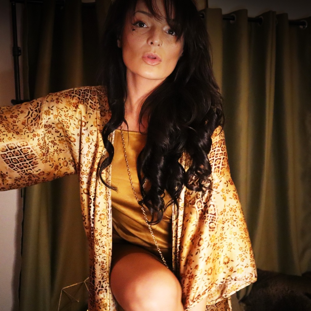 90's Golden Satin Robe